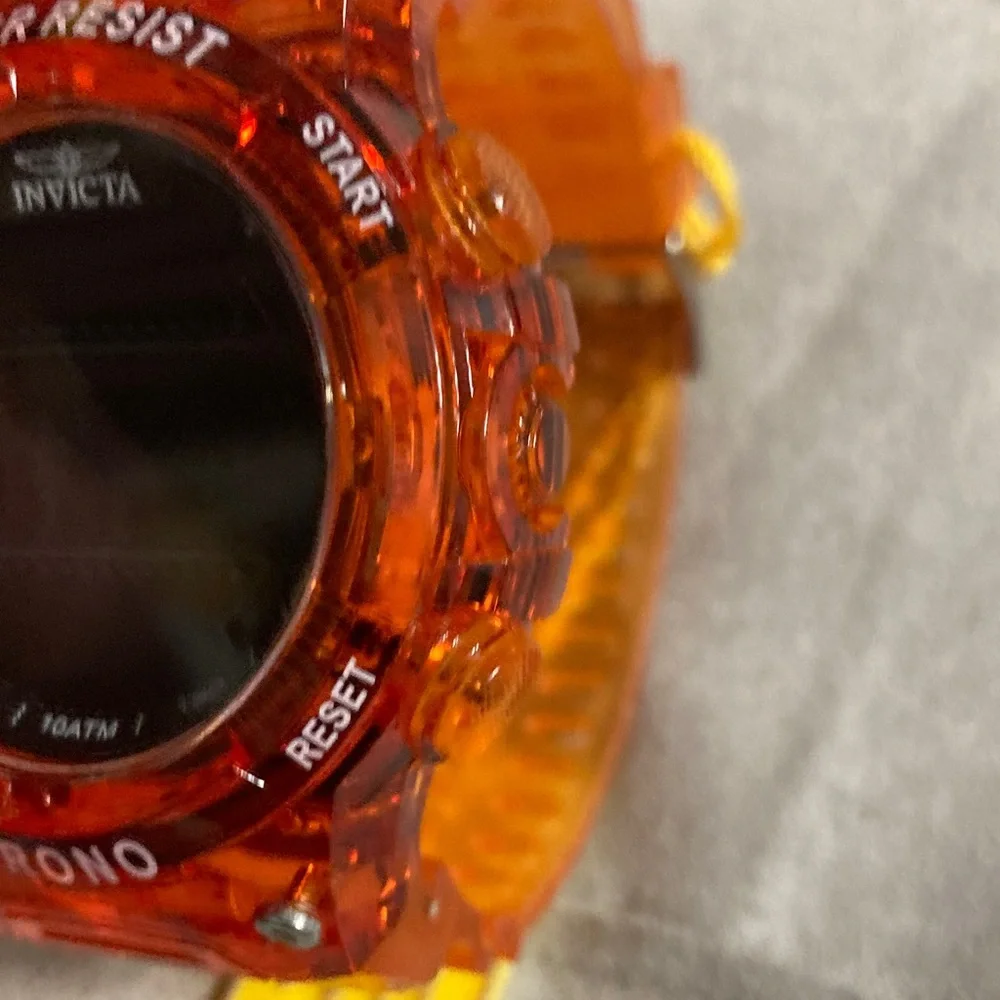 Invicta Racing Burnout Digital Men's Watch - 52mm, Transparent, Orange 49046